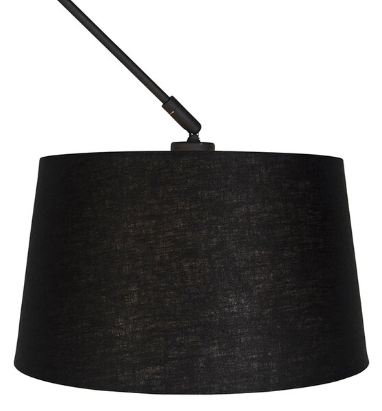 Lampada a sospensione nera con paralume in lino nero 35 cm - Blitz