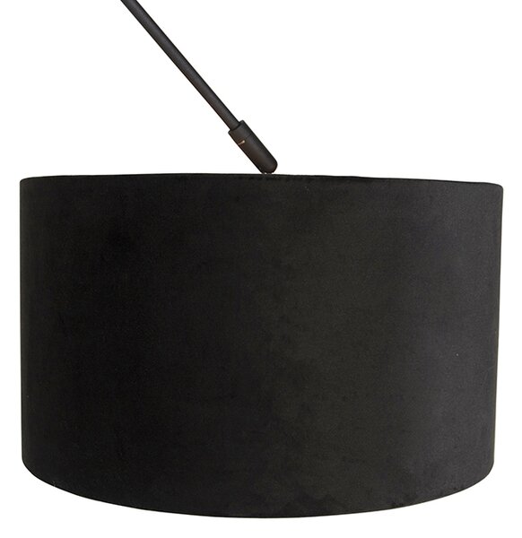 Lampada a sospensione nera con paralume in velluto nero con oro 35 cm - Blitz