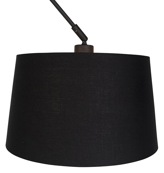 Lampada a sospensione nera con paralume in cotone nero e oro 35 cm - Blitz
