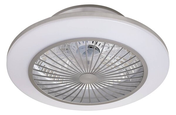 Lindby Ventilatore da soffitto a LED Mamuti, argento, silenzioso, Ø 55 cm