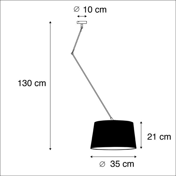 Lampada a sospensione nera con paralume plissettato 35 cm crema - Blitz