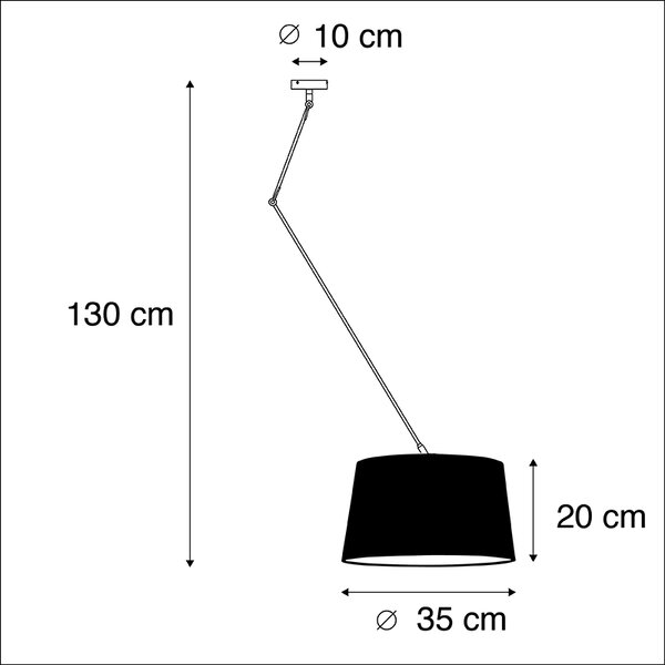 Lampada a sospensione nera con paralume in cotone nero e oro 35 cm - Blitz