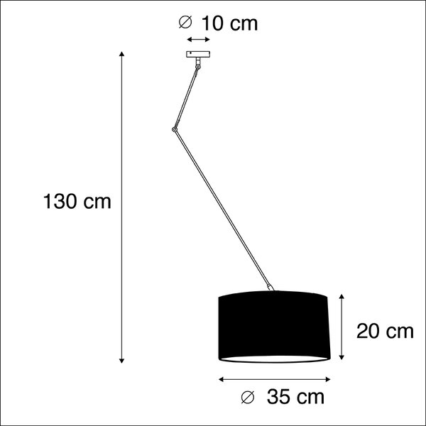 Lampada a sospensione nera con paralume in velluto verde con oro 35 cm - Blitz
