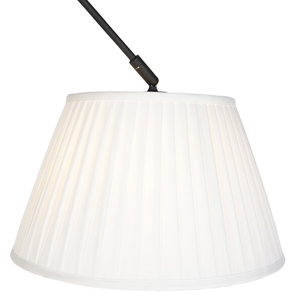 Lampada a sospensione nera con paralume plissettato 35 cm crema - Blitz