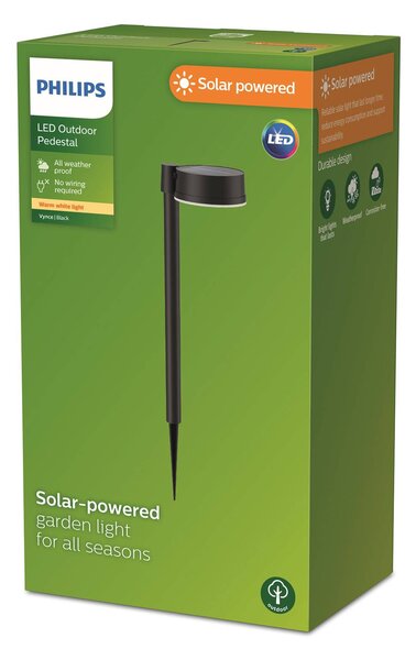 Philips LED lampada con picchetto a terra Vynce, Ø testa 11,2 cm Vynce, Nero, Plastica, Moderno, Lampade solari