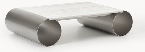 Tavolino da salotto con piano in marmo Blaze, larg. 120 cm