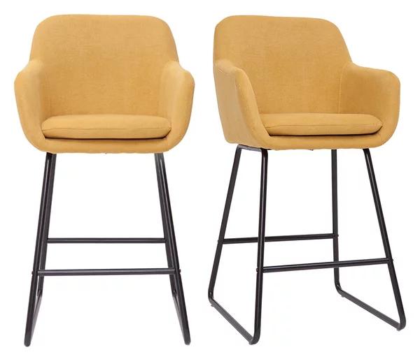 Sgabelli da bar in tessuto effetto velluto giallo senape H65 cm (set di 2) AMIKA