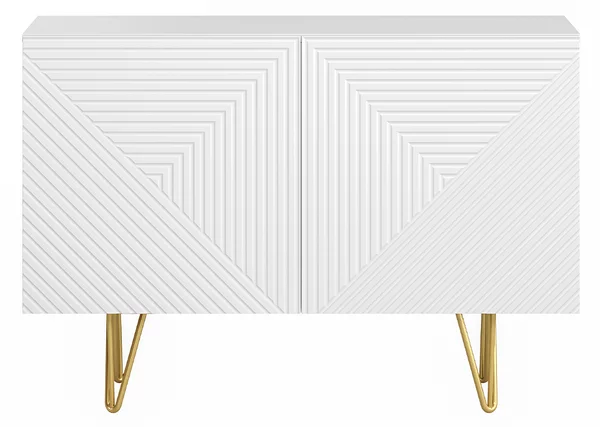 Credenza design bianco e oro con 2 ante L107 cm OZEN