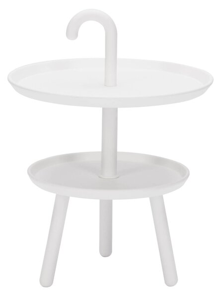 Tavolino da Giardino Ø41x55 cm 2 Ripiani in Polipropilene Bianco