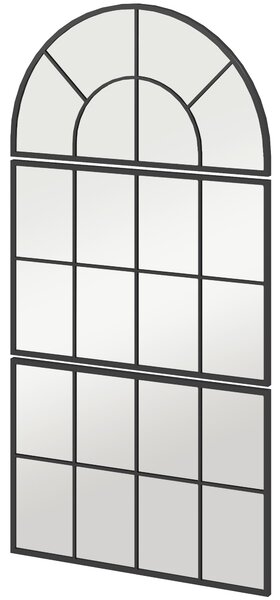 HOMCOM Specchio da Parete ad Arco Stile Finestra per Camera da Letto e Ingresso, 76x43 cm, Nero