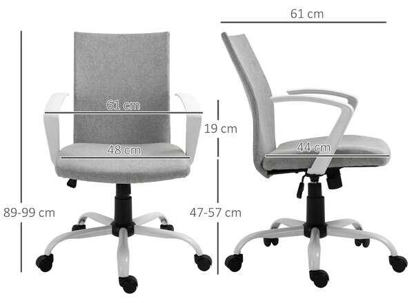 Vinsetto Poltrona da Ufficio Girevole con Funzione di Dondolo,sedia ufficio Altezza Regolabile e Ergonomica, in Tessuto, Grigio Chiaro | Aosom Italy