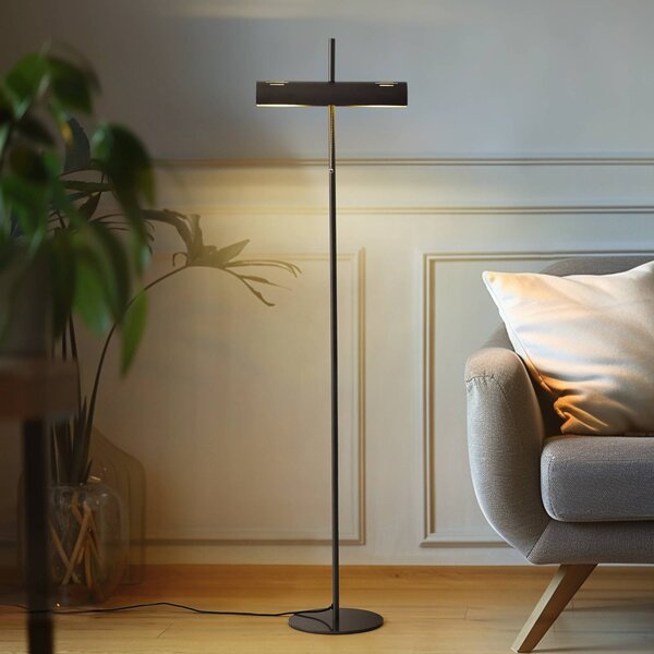 Lucande Lampada da terra Nysira, Nero, Soggiorno / Sala da pranzo, Metallo, Moderno, Lampada da terra