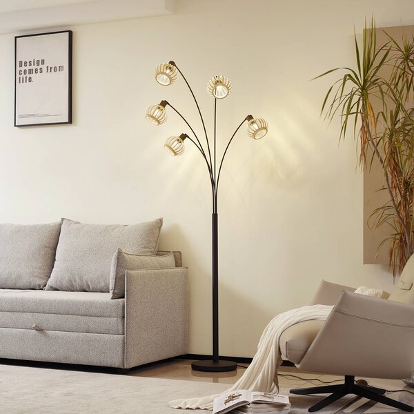 Lampada da terra Lielle Lindby, Legno chiaro, Soggiorno / Sala da pranzo, bambù, Campagna / Rustiche, Lampada da terra