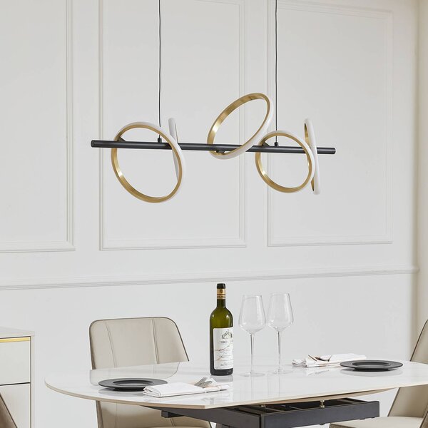 Lampada a sospensione Lucande LED Madu, nero, metallo, lunghezza 92,5 cm Madu, Nero, Soggiorno / Sala da pranzo, Metallo, Moderno