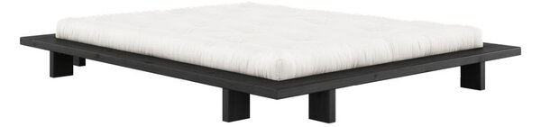 Letto matrimoniale nero in legno di pino con griglia 160x200 cm Japan - Karup Design