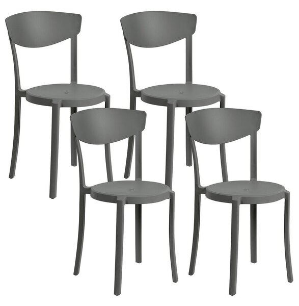 Set di 4 sedie moderne da interno ed esterno in plastica di colore grigio scuro stile moderno contemporaneo Beliani
