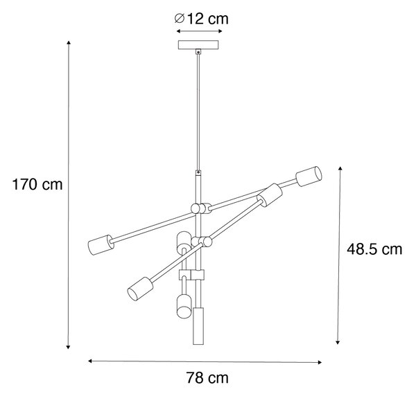 Lampada a sospensione industriale bronzo scuro 6 luci - Sydney