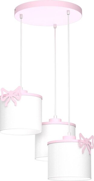 Lampadario a sospensione per bambini SWEET 3xE27/15W/230V bianco/rosa/farfalla