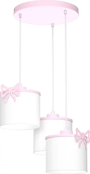 Lampadario a sospensione per bambini SWEET 3xE27/15W/230V bianco/rosa/farfalla