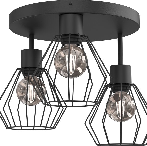 Plafoniera PARKLA 3xE27/15W/230V nero