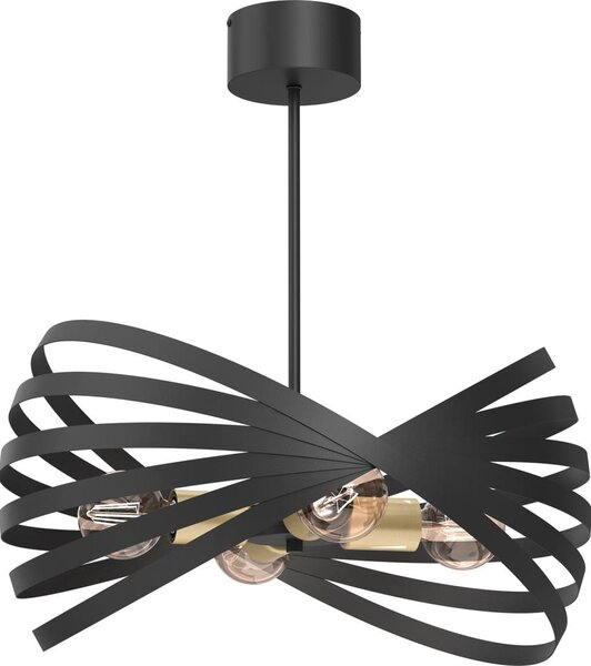 Lampadario a sospensione con supporto rigido SPARKLE 4xE27/15W/230V nero/oro