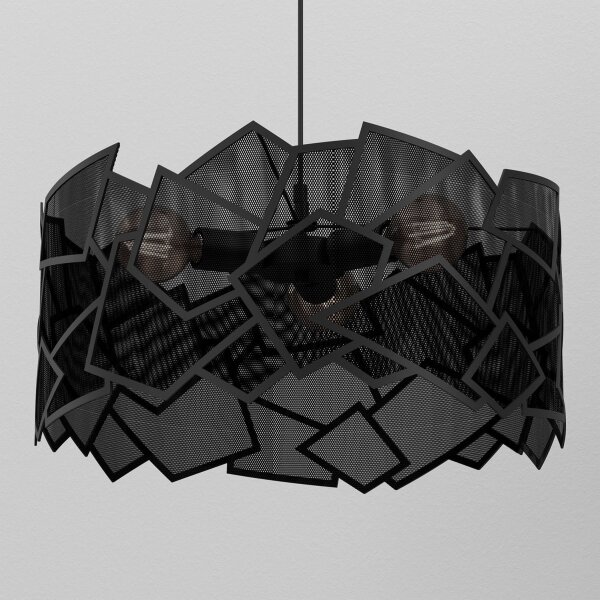 Lampadario a sospensione con filo CAMO 3xE27/15W/230V nero