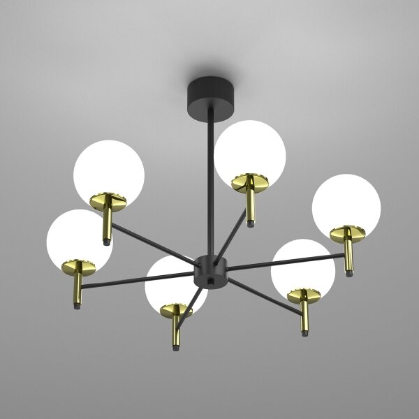 Lampadario a sospensione con supporto rigido AWINION 6xE27/15W/230V bianco/oro/nero