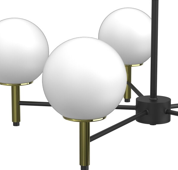 Lampadario a sospensione con supporto rigido AWINION 6xE27/15W/230V bianco/oro/nero