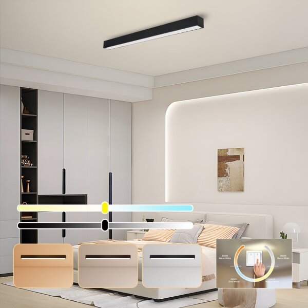 Immax NEO 07256L - Luce LED dimmerabile LUNGO 38W/230V Wi-Fi Tuya nero + +TC