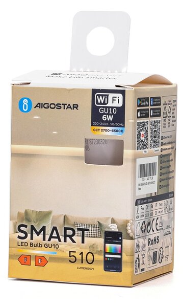 Faretto Led Smart GU10 6W WiFi CCT luce regolabile e dimmerabile Aigostar