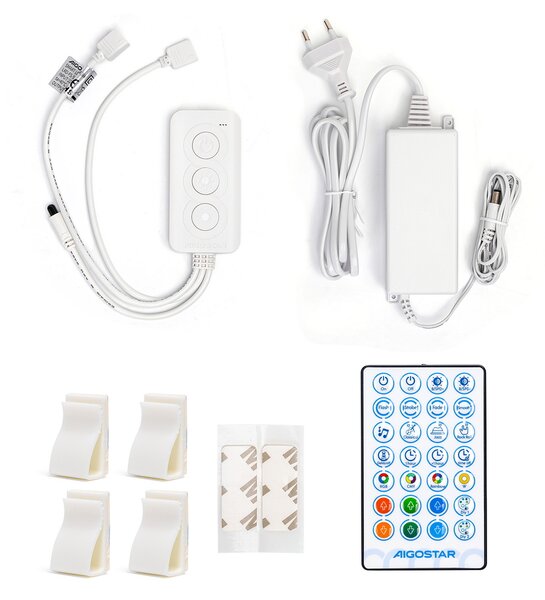 Striscia Led Smart 24V 48W 2×10 metri WiFi RGB luce regolabile e dimmerabile con telecomando Aigostar