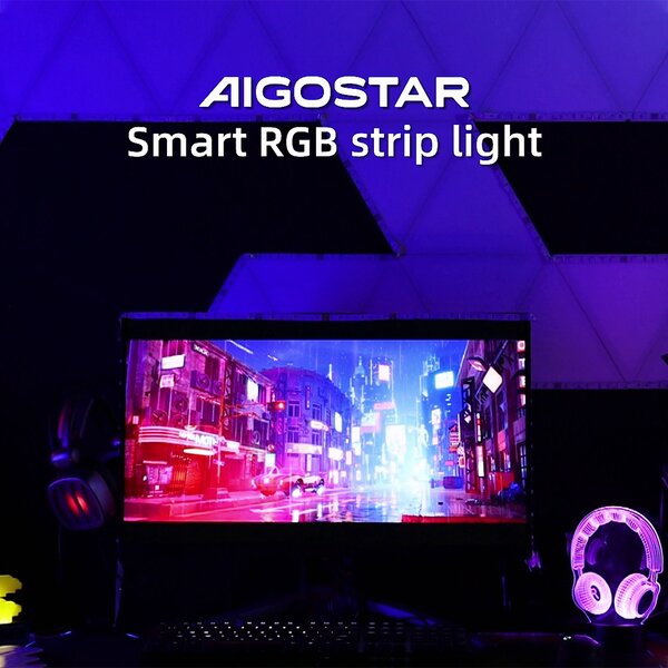 Striscia Led Smart 12V 36W 2×5 metri WiFi RGB luce regolabile e dimmerabile con telecomando Aigostar