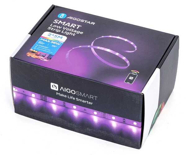 Striscia Led Smart 12V 36W 2×5 metri WiFi RGB luce regolabile e dimmerabile con telecomando Aigostar