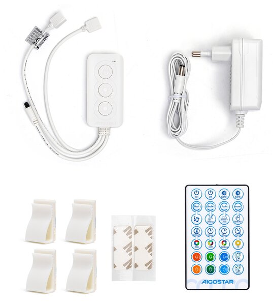 Striscia Led Smart 12V 36W 2×5 metri WiFi RGB luce regolabile e dimmerabile con telecomando Aigostar