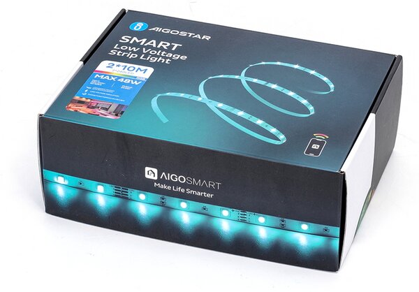 Striscia Led Smart 24V 48W 2×10 metri WiFi RGB luce regolabile e dimmerabile con telecomando Aigostar