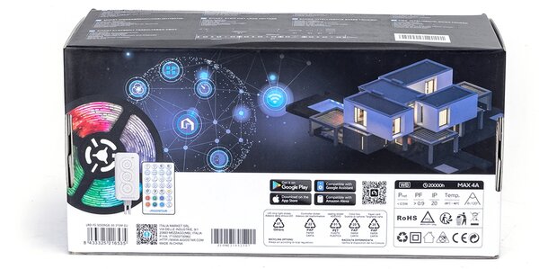 Striscia Led Smart 12V 48W 3×5 metri WiFi RGB luce regolabile e dimmerabile con telecomando Aigostar