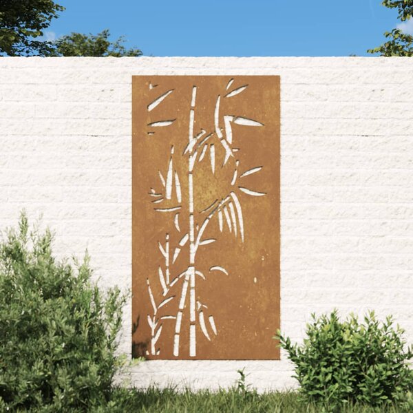 Decorazione Muro da Giardino 105x55 cm Bambù in Acciaio Corten