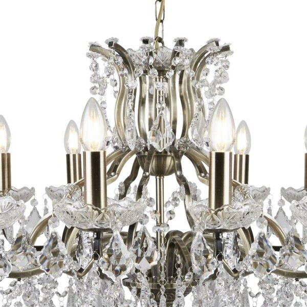 Searchlight 87312-12AB - Lampadario di cristallo a sospensione con catena PARIS 12xE14/40W/230V