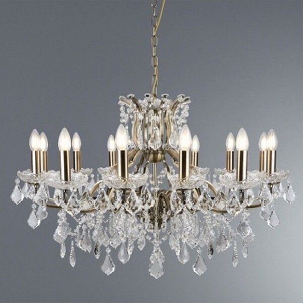 Searchlight 87312-12AB - Lampadario di cristallo a sospensione con catena PARIS 12xE14/40W/230V