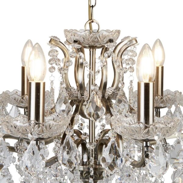 Searchlight 8738-8AB - Lampadario di cristallo a sospensione con catena PARIS 8xE14/40W/230V