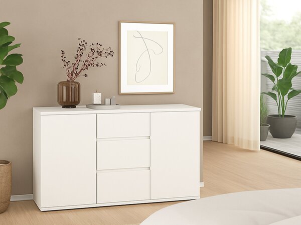 Credenza bianca 119x40x83h cm 2 ante e 3 cassetti - Zumpano