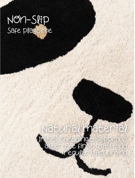 Tappeto per bambini nero/color crema in cotone lavabile/tessuto a mano 103x120 cm Snuggle Patsy – Hanse Home