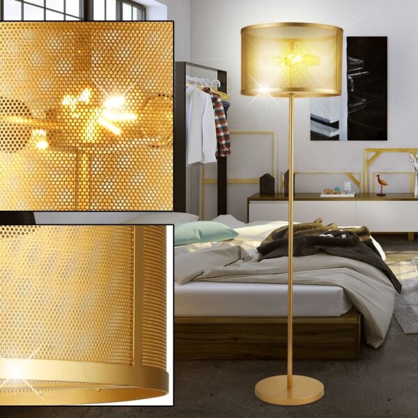 Searchlight EU2832-2GO - Lampada da terra FISHNET 2xE27/60W/230V oro
