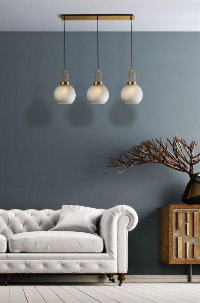 Searchlight 36632-3AC - Lampadario a sospensione con filo SNOWDROP 3xE27/60W/230V ottone