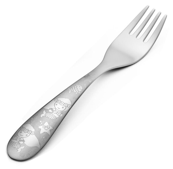 Forchetta per bambini Birillo -La Sirenetta in acciaio 18/0 inox lucido 1 Coltello + DI 18 MESI