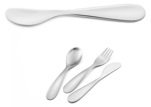 Forchetta per bambini Birillo in acciaio 18/0 inox lucido 1 Coltello + DI 18 MESI