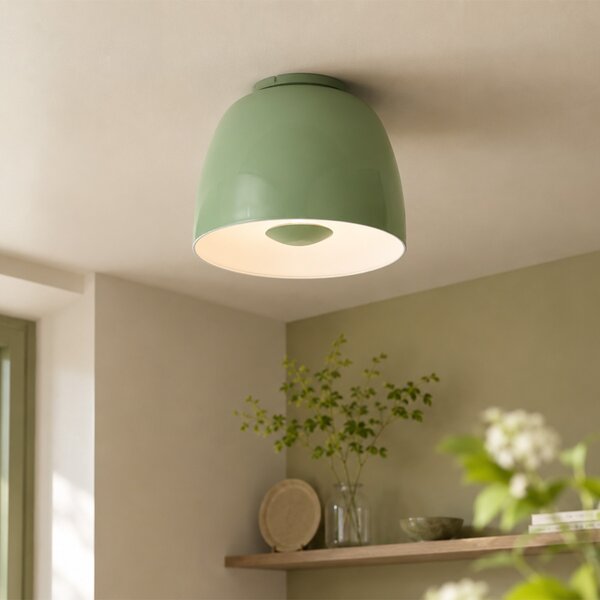 Plafoniera retrò verde con interno bianco, incl. LED dimmerabile a 3 fasi - Vera