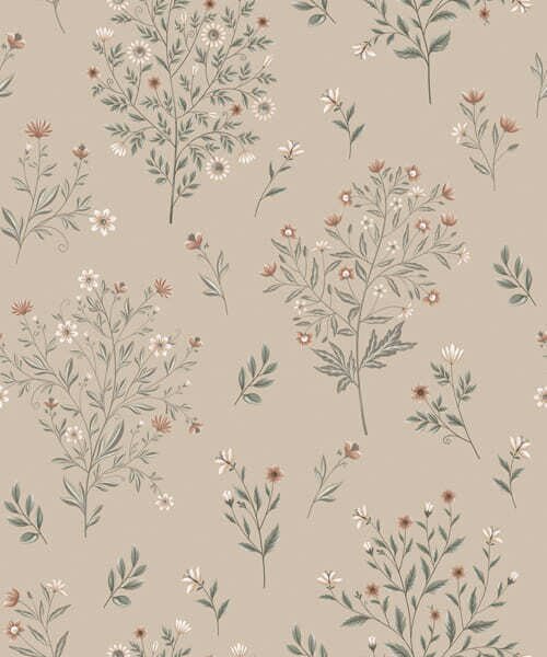 Carta da parati Delicati fiori selvatici e ramoscelli, Parati fiori e piante classici, a01245 : Uwalls.it