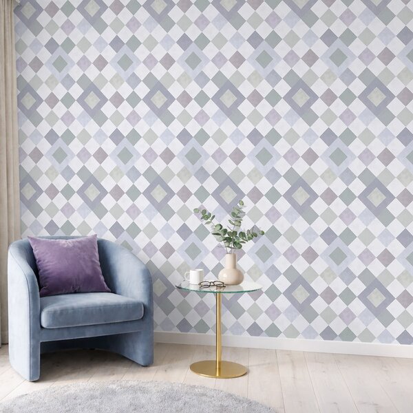 Carta da parati Diamanti nei freschi toni del grigio-blu, Parati astratta classici, a01247v1 : Uwalls.it