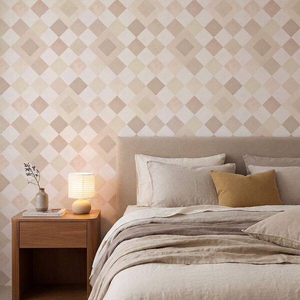 Carta da parati Diamanti nei toni caldi del crema e del beige, Parati astratta classici, a01247v2 : Uwalls.it
